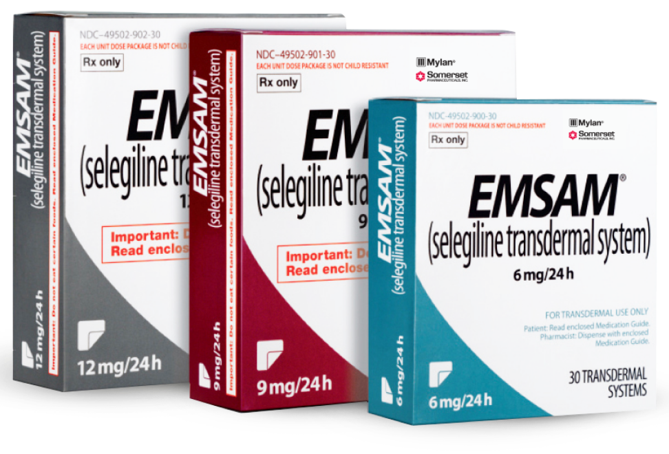 Image of Emsam pack shot images for 3 different dosage strength